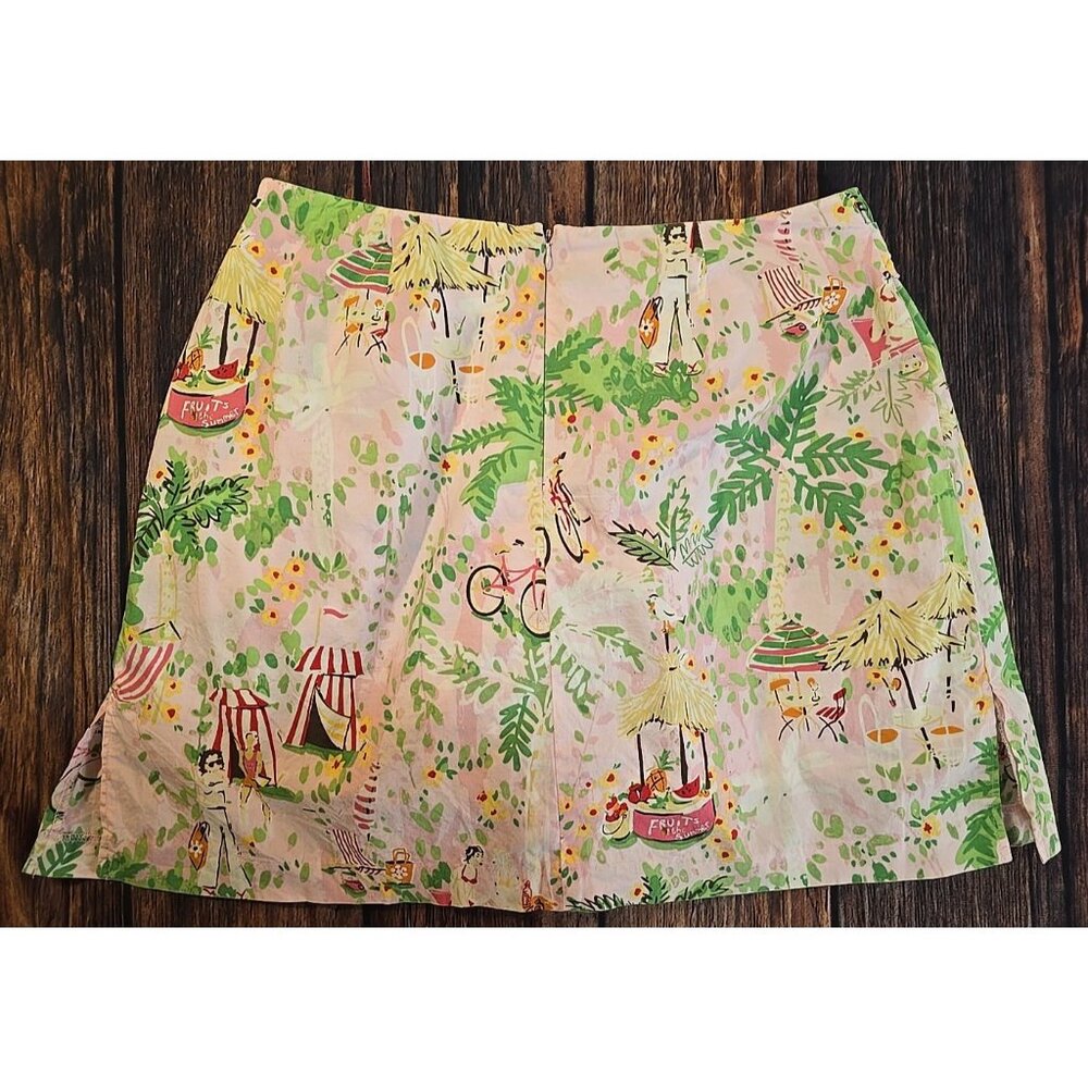Larry Levine Stretch Skort Skirt Shorts All Over Print Pink Belt Summer Women 10 - Picture 8 of 10
